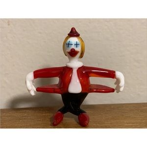 Vintage Murano Art Glass Sculpture 2.25" Figure Ballet Jester Clown Figurine 70s